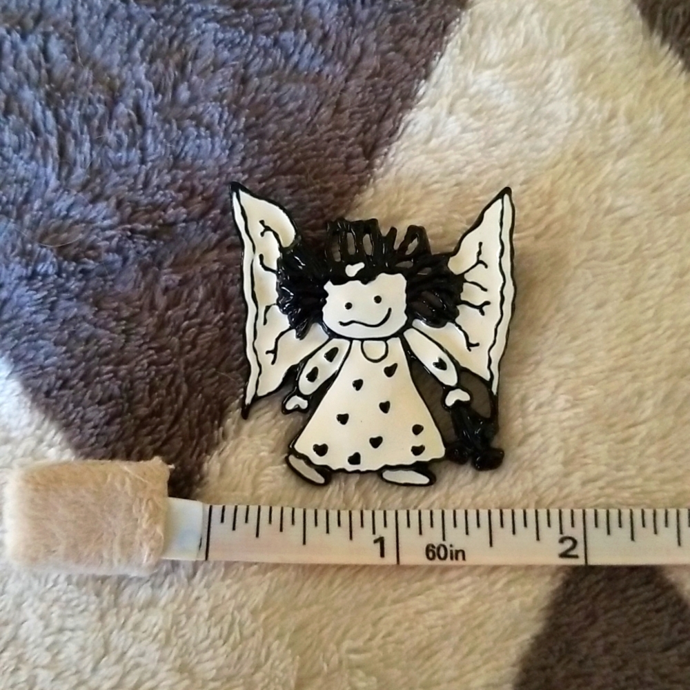 Black and White Angel Pin